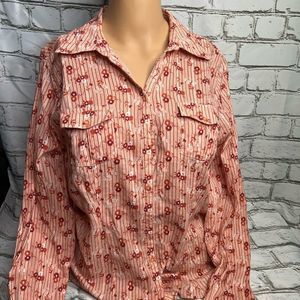 B0026 New York and Company Button Up Floral Woman Top || Shirt